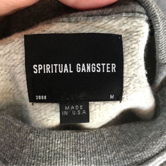 NWT Spiritual Gangster Classic Monogram Crew Neck Sweatshirt Heather Gray Size M - Picture 11 of 14